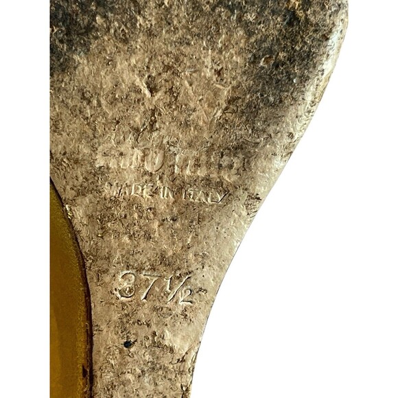 MIU MIU SUEDE WEDGE PLATFORM SANDALS SOLEIL Sz 37 1/2 Italy stamp COA U… - Picture 10 of 14